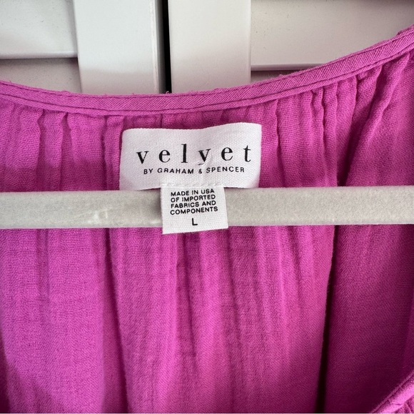 Velvet by Graham & Spencer Helena Puff Sleeve Tiered Gauze Mini Dress Large - Picture 4 of 9